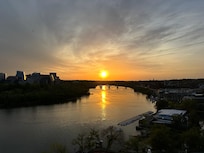 Sunset view from rooftop bar.