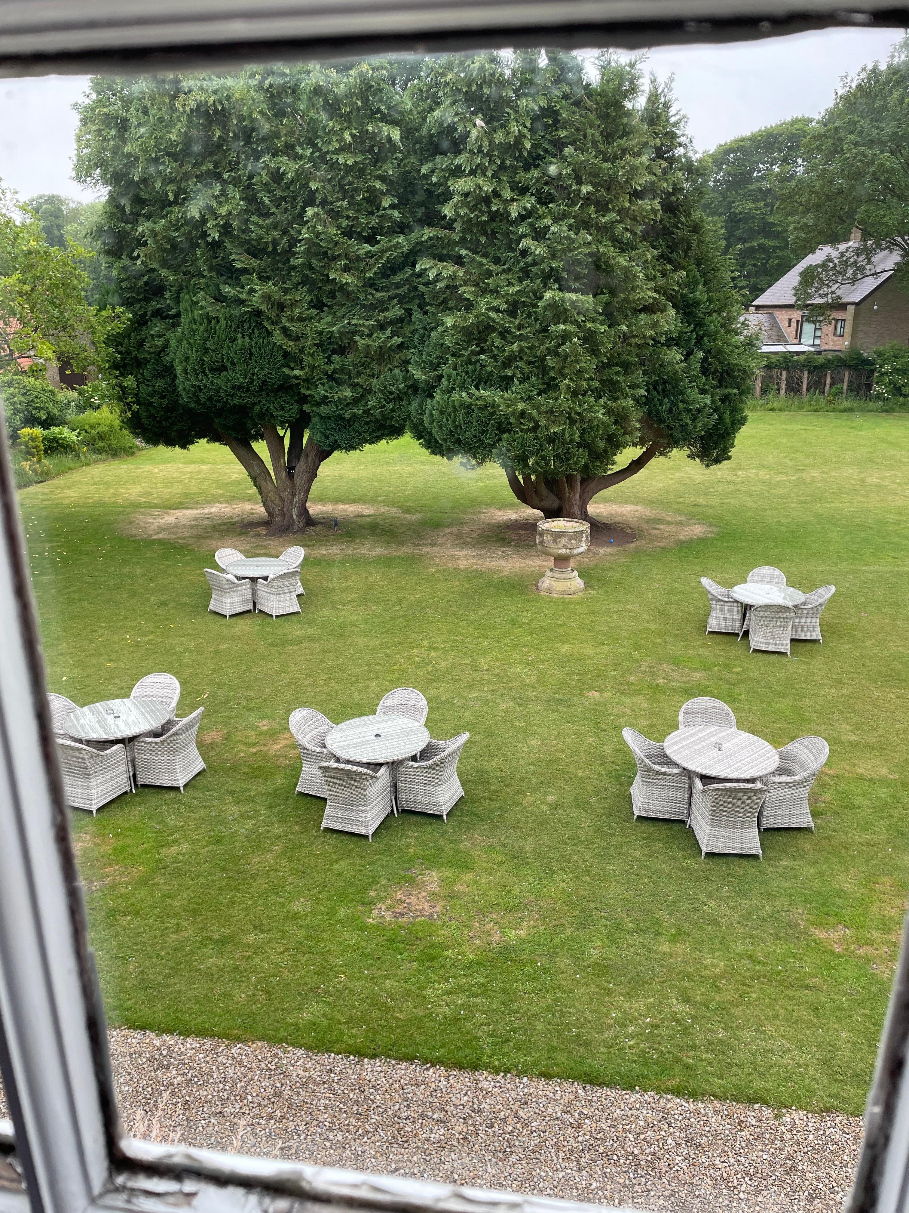 View from bedroom window of garden