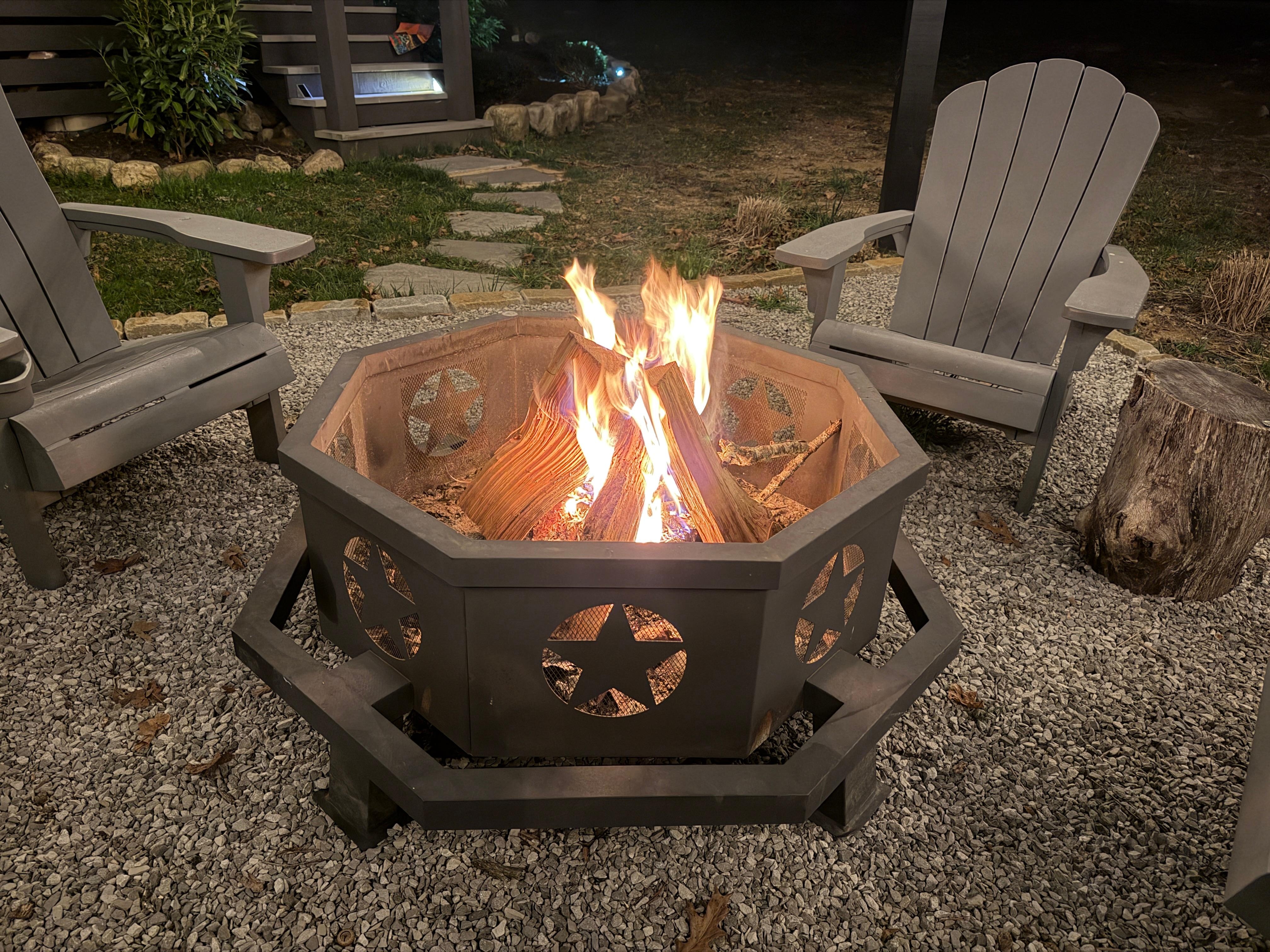 Relaxing fire pit. 