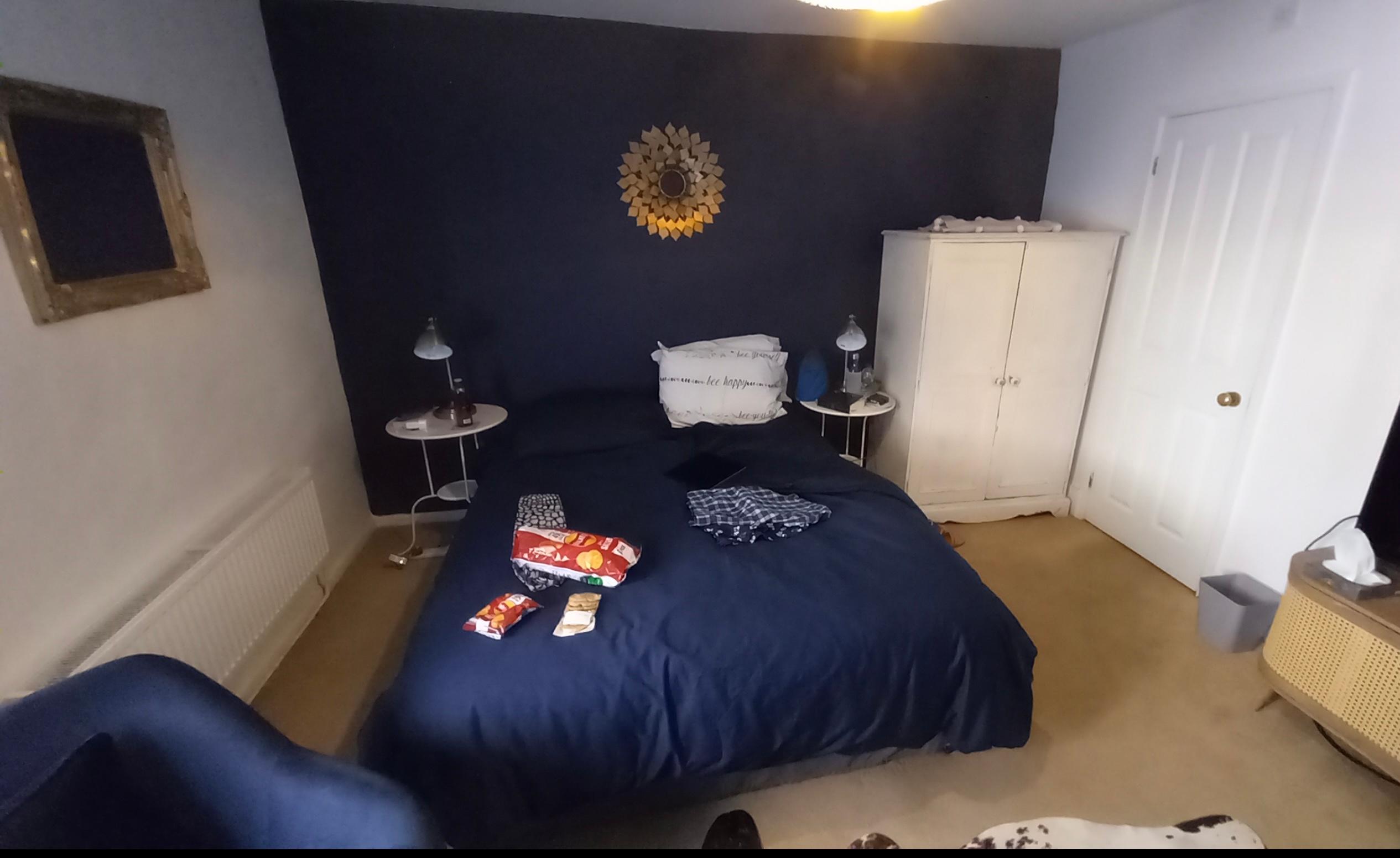 Comfortable double bed,pleasant decor.