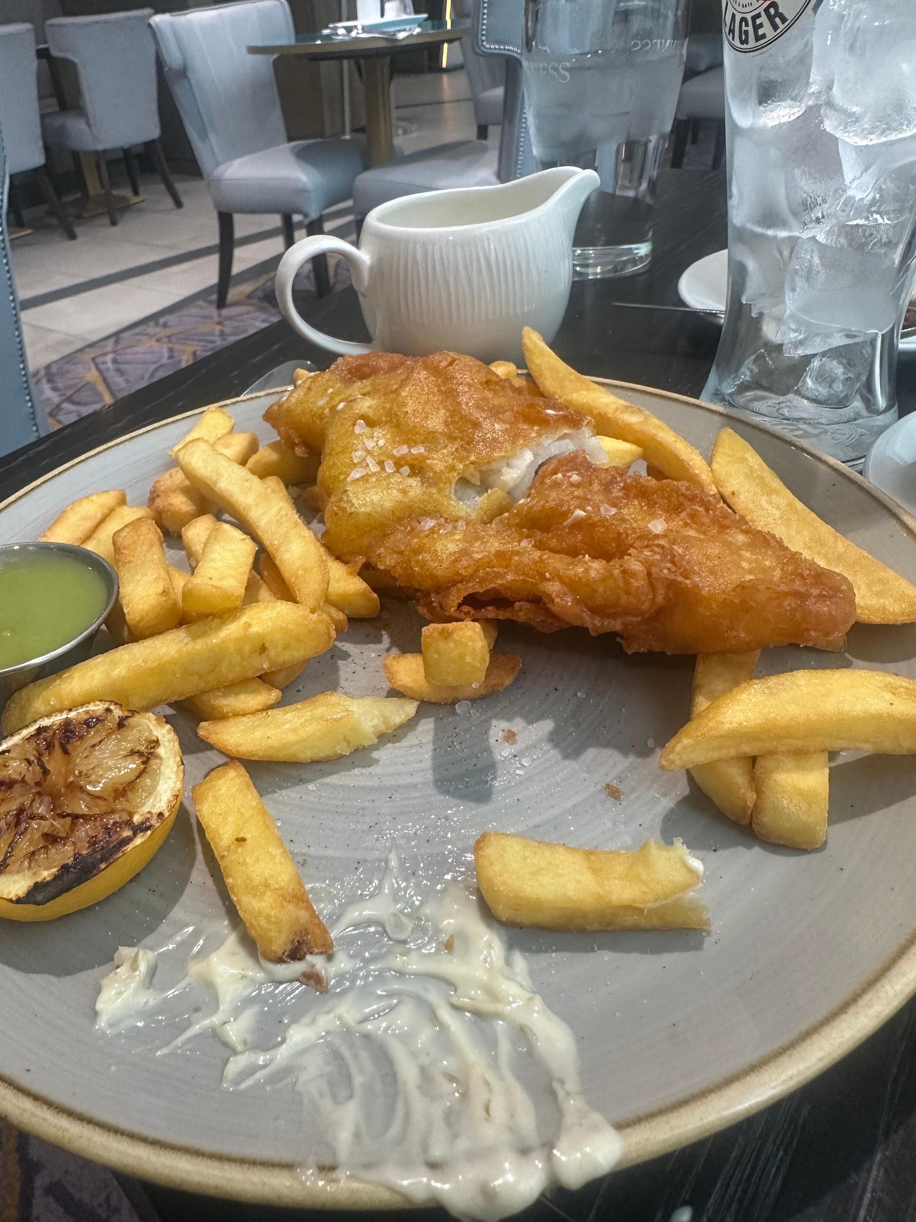 The fish and chips at the Maldron is the best!!!
