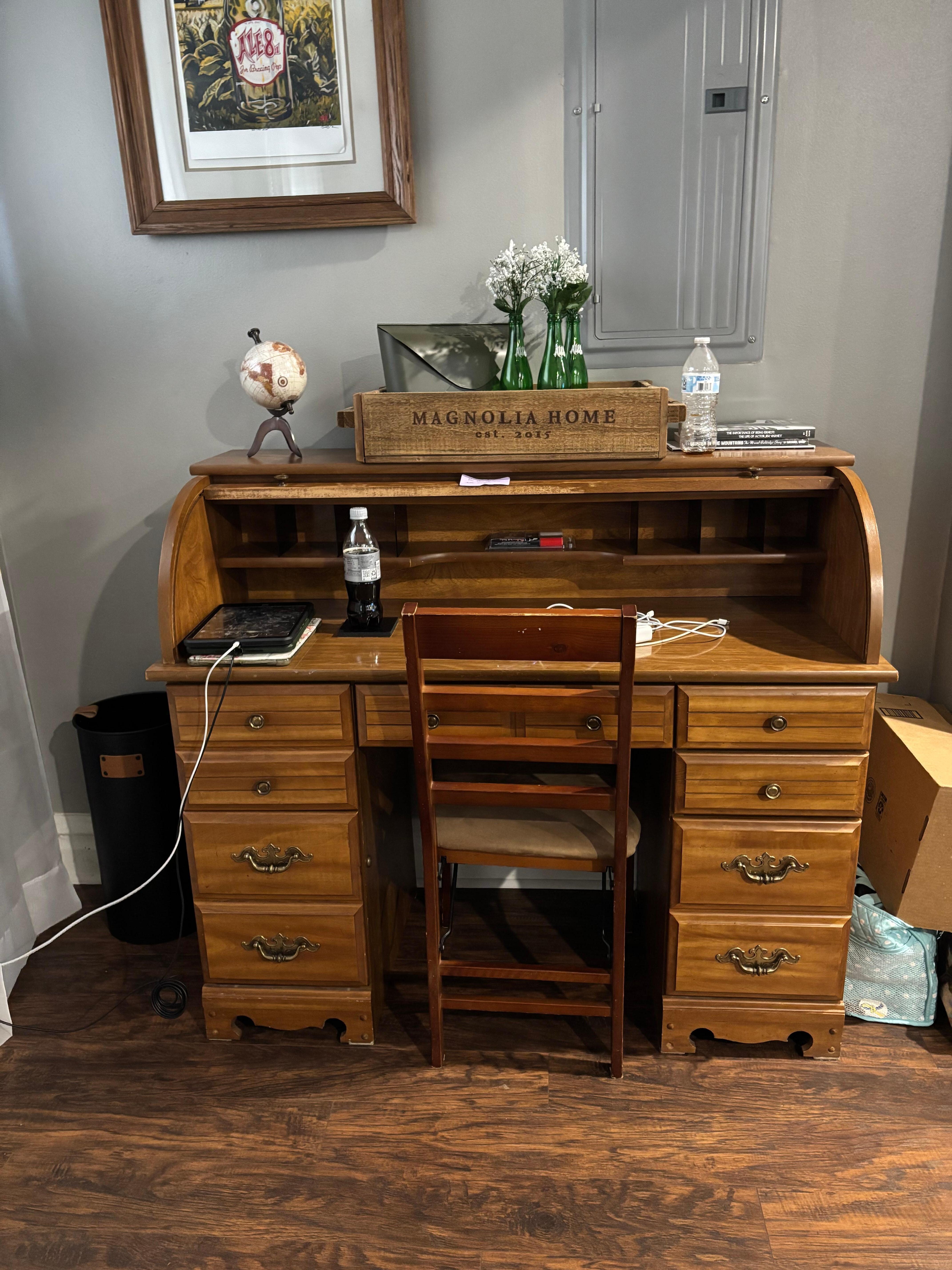 This roll top secretary desk adds so much character and charm to the house.