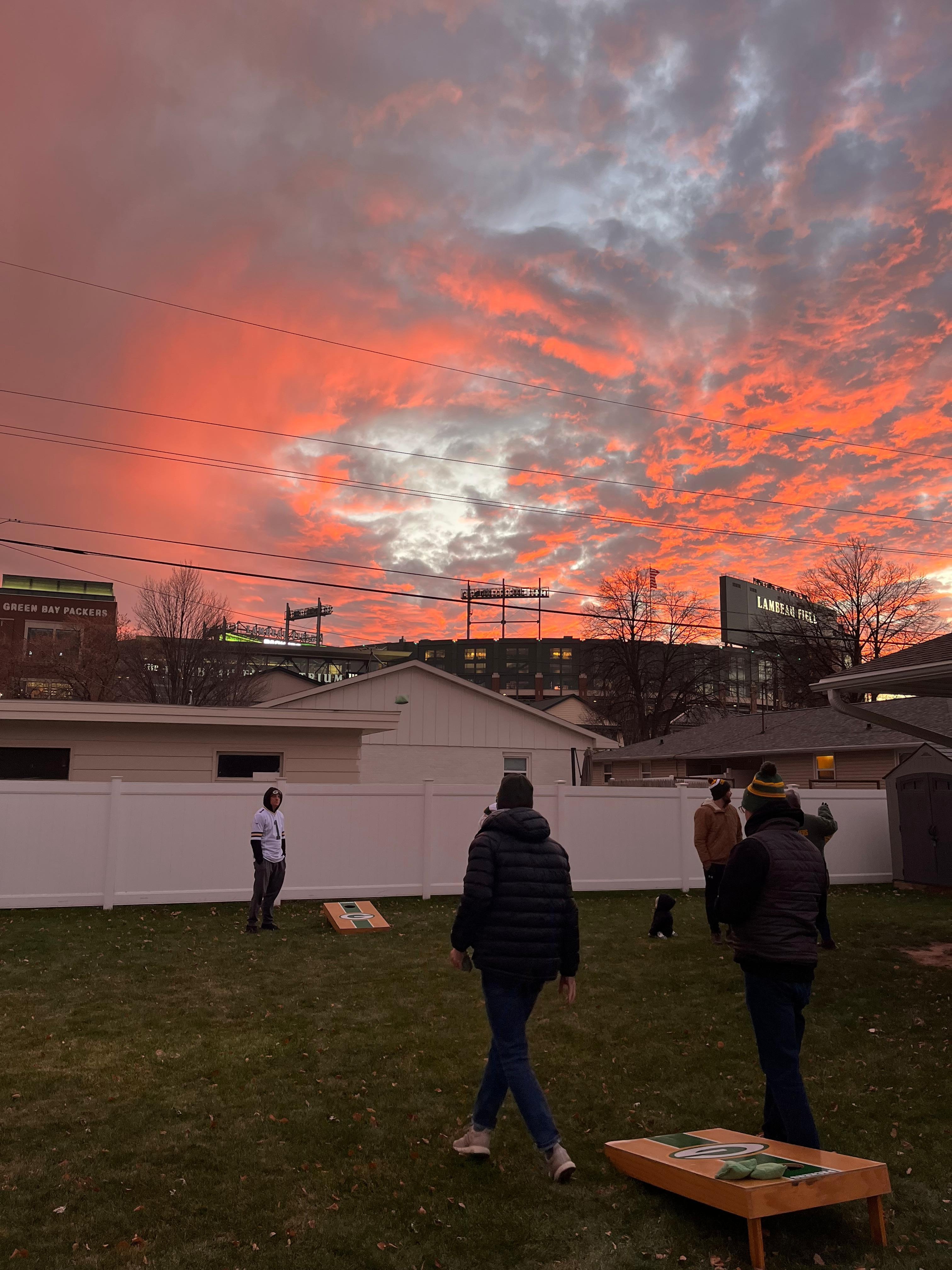View of Lambeau from the backyard! Awesome place to hangout and play some yard games