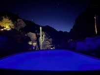 Pool area at night!