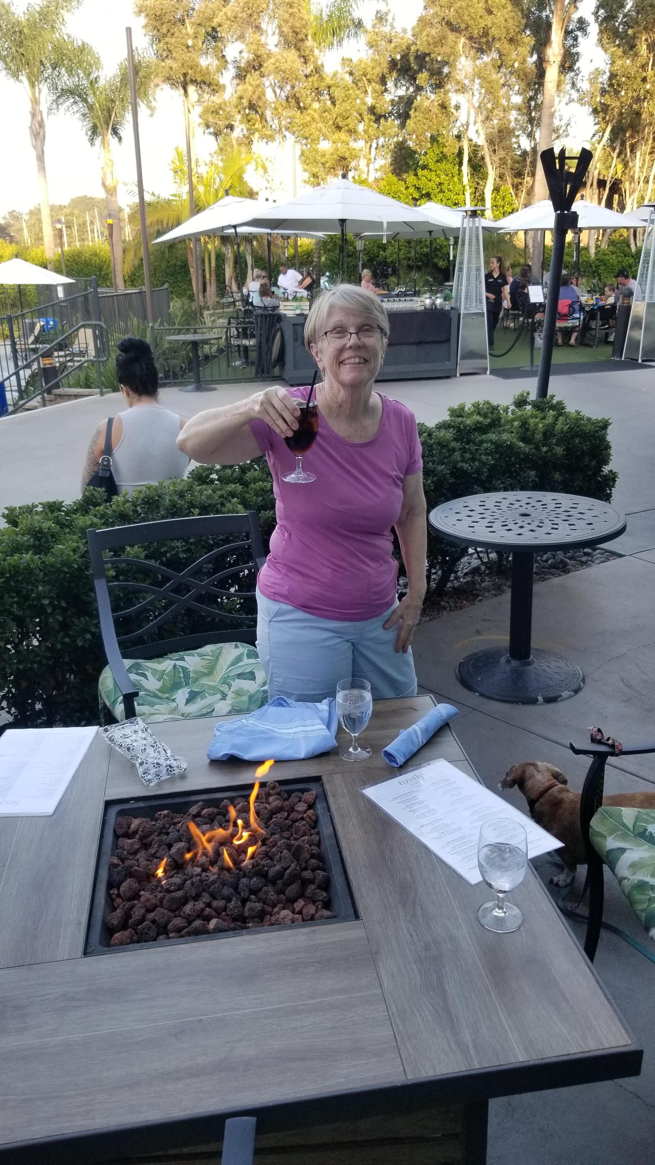 1st night out to eat with the fire pit! 