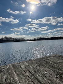 Peaceful view of the lake from the dock.