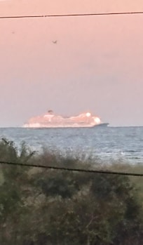 Cruise ship out in the ocean.