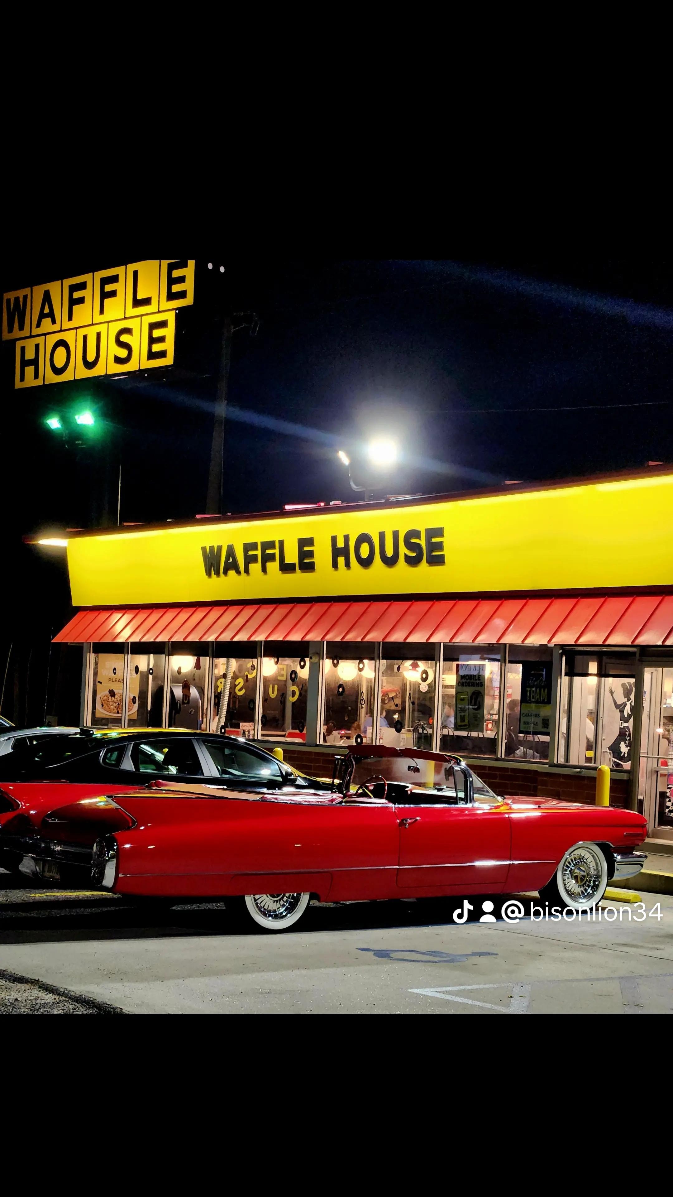 This Waffle House sits on the Hotel property basically. As you can see all the nice Cruiser stop there.