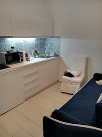 kitchen with convertible settee