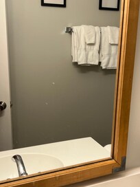 Tooth paste residue on mirror