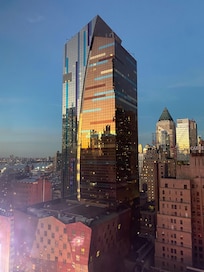 Sunset on building next to the hotel.