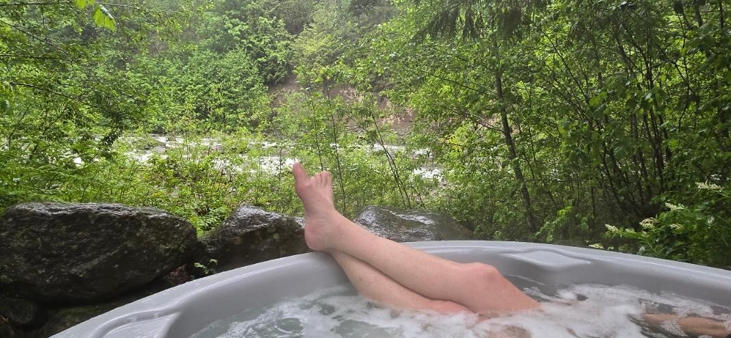 Hot tubbing by the river