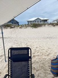 Our place on the beach and salty charm directly behind us
