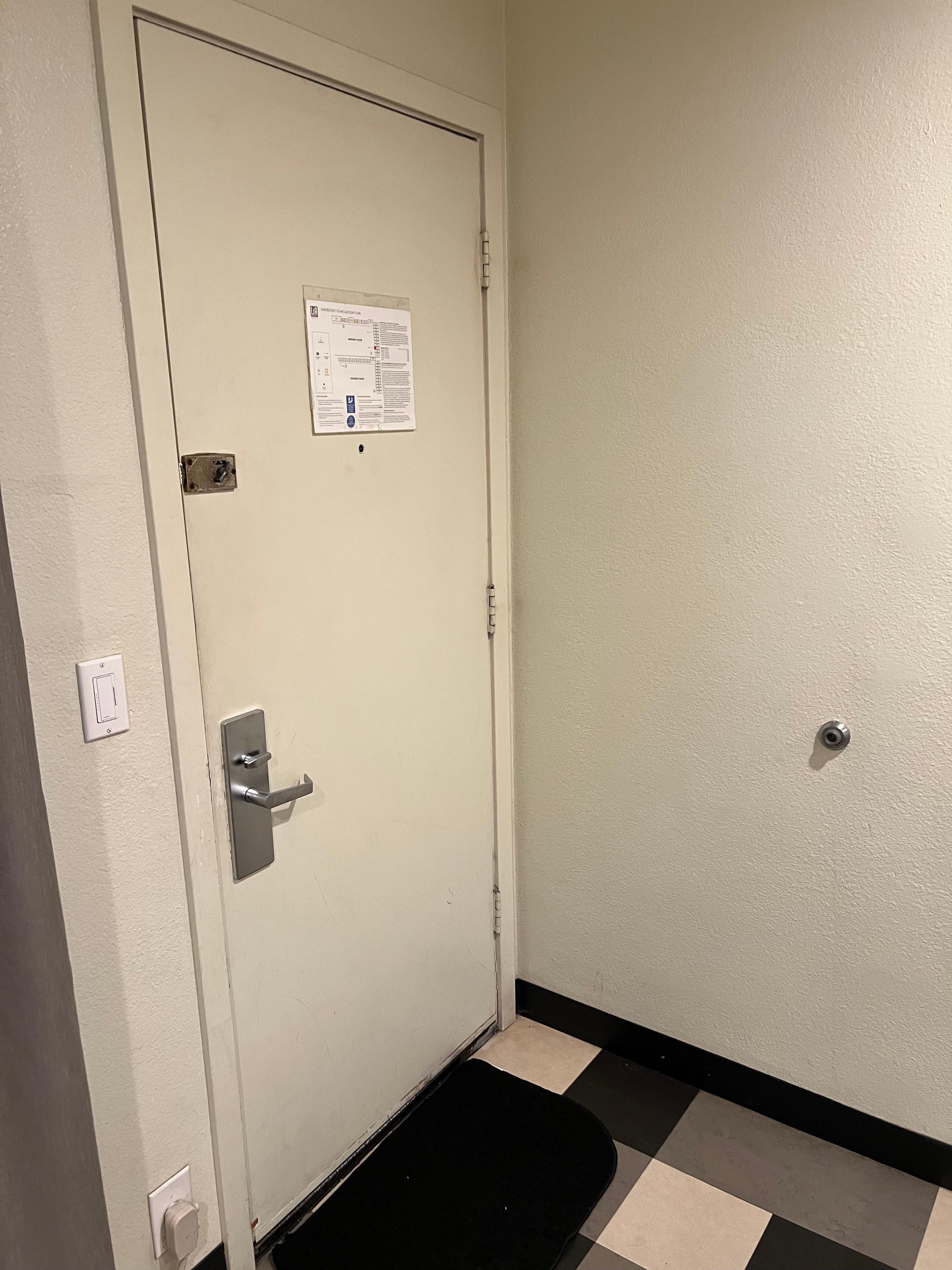 Door - cracks at bottom and top. 