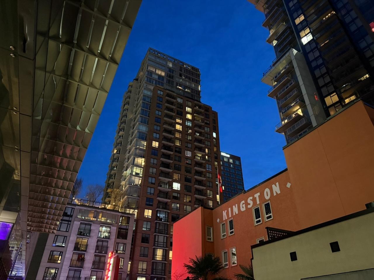 From the parking garage. 