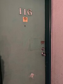 Door previously bashed in and not repaired properly!