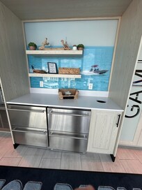 Daily cookies and trail snacks were a bonus! On the right are board games you can borrow for the room.