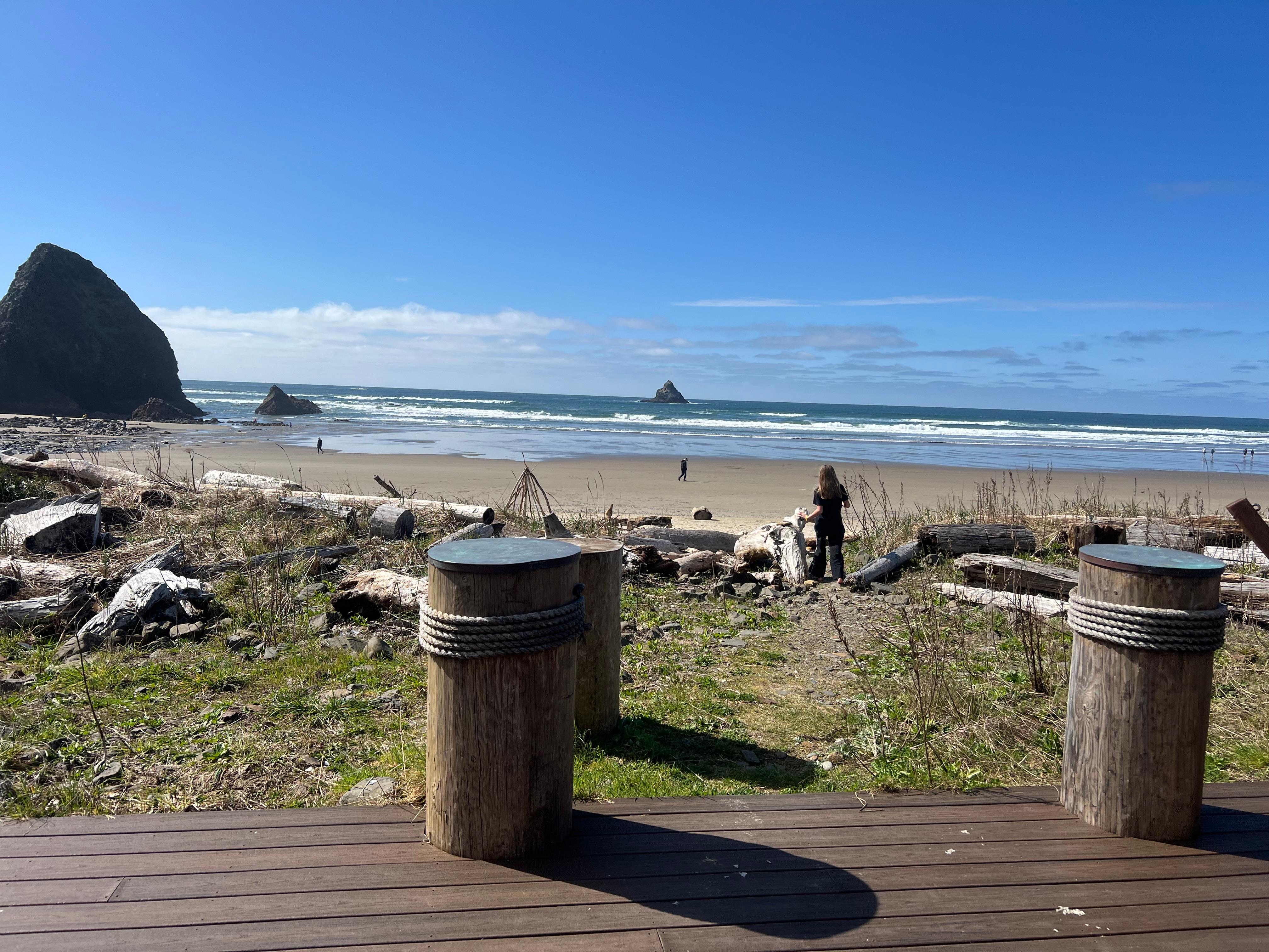 Steps from porch to beach