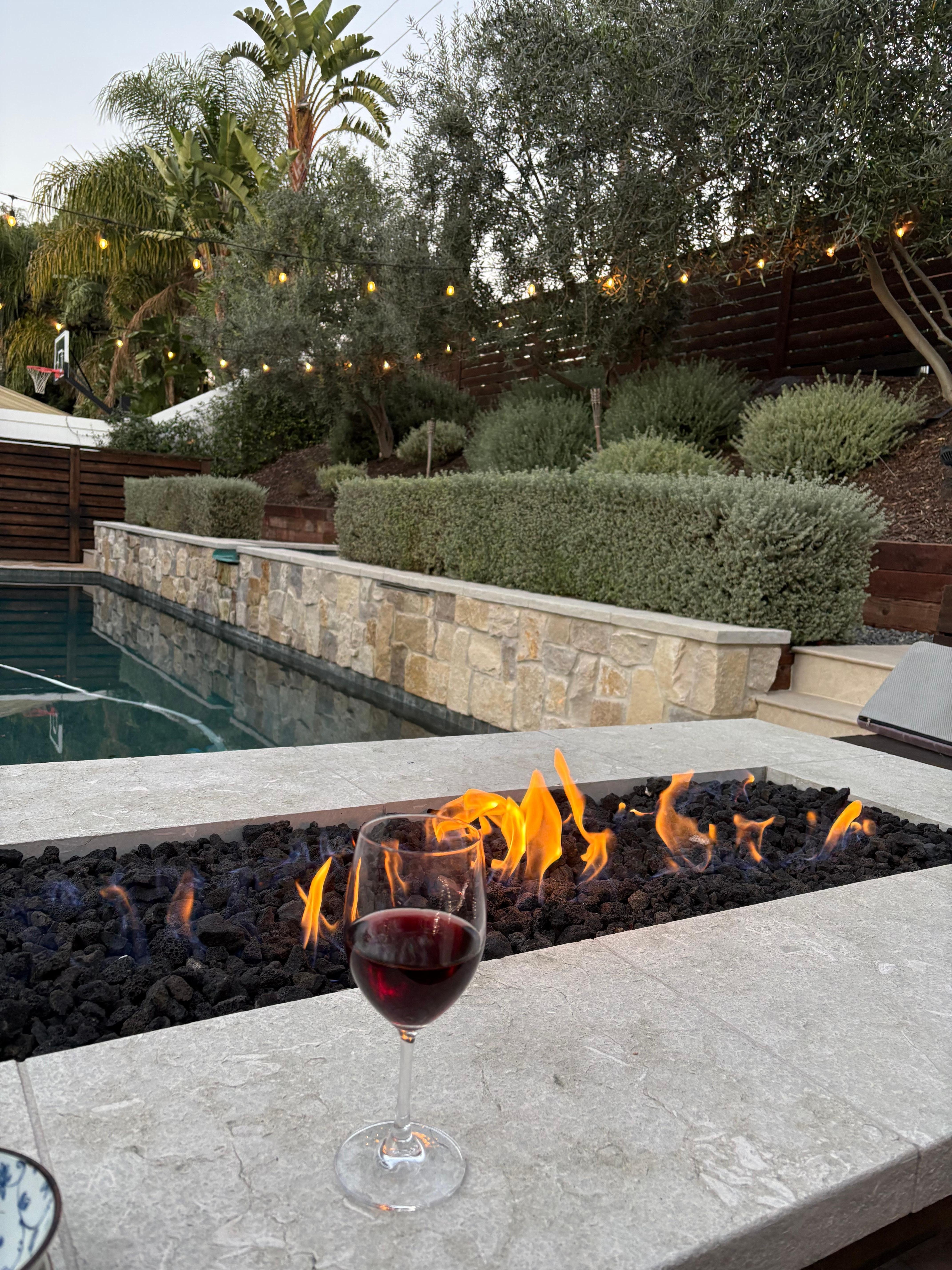 Wine by the fire pit