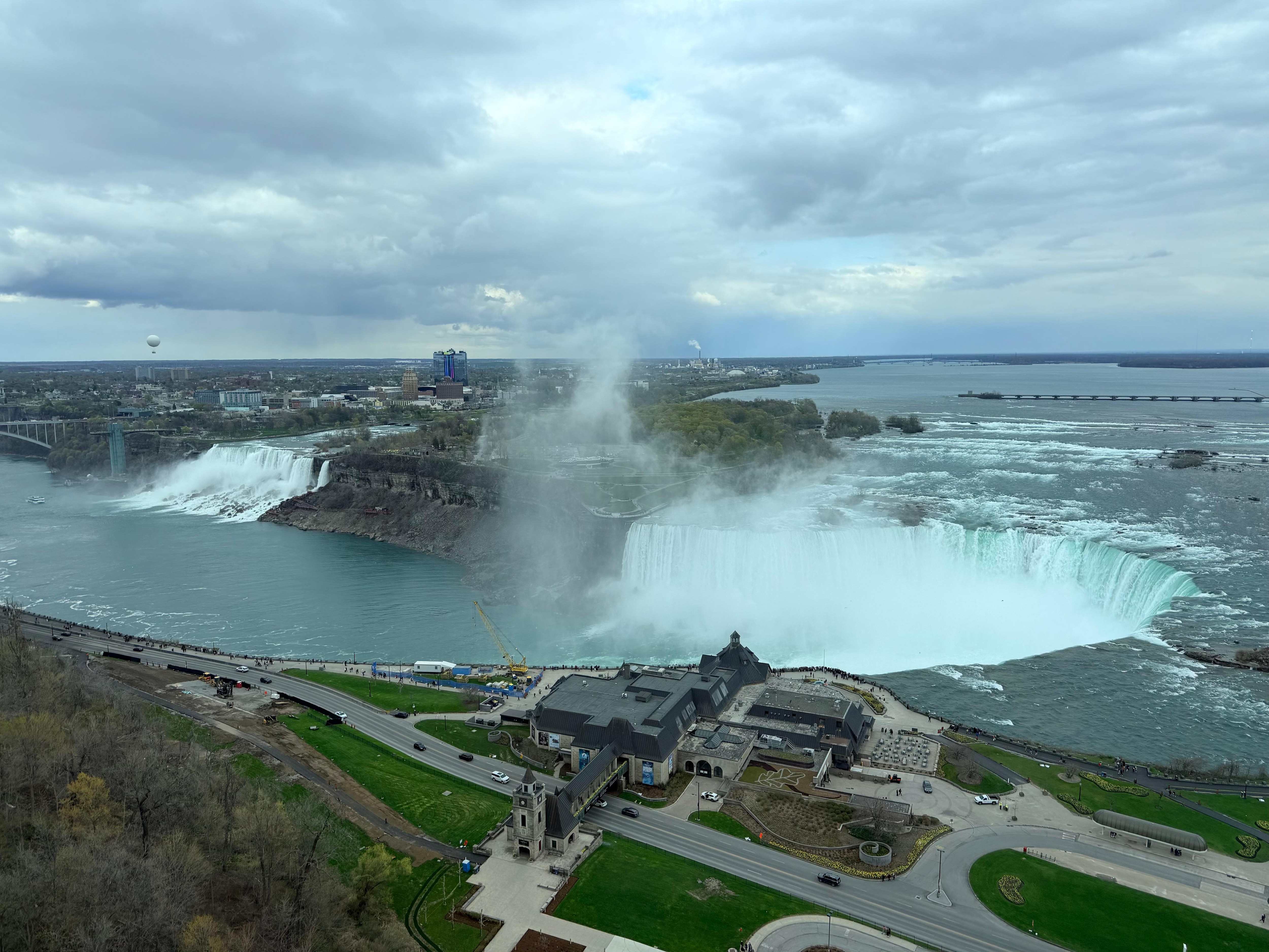 View of falls from room. It was an overcast and slightly rainy day, but the view is still amazing. 