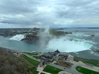 View of falls from room. It was an overcast and slightly rainy day, but the view is still amazing.