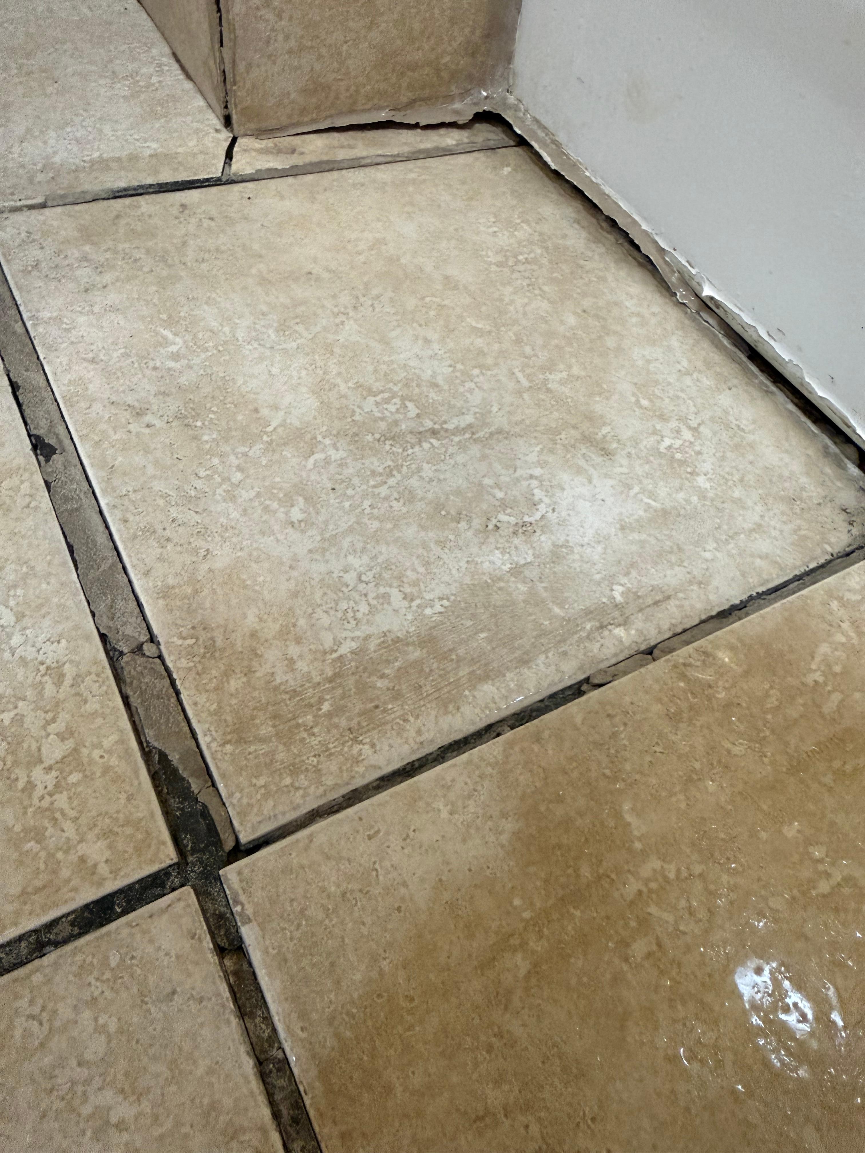 Broken tile in bathroom. 