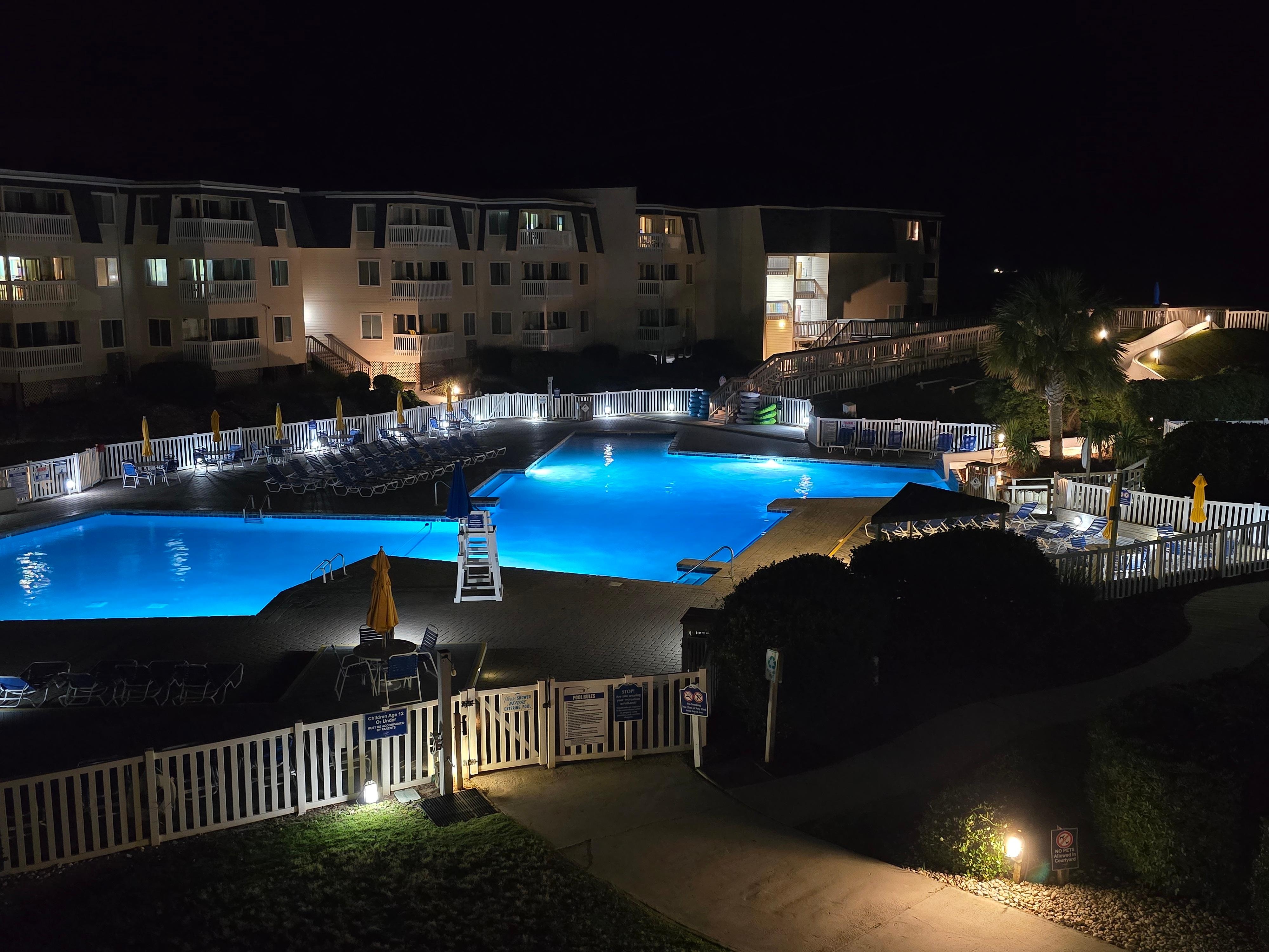 View from our balcony at night