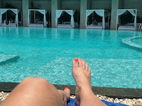 Poolside - plenty of lounges and cabanas