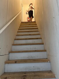 Second flight of “stairs” one might call a ladder - plywood walls and all.