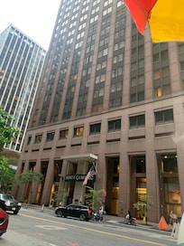 Front of the hotel, with parking right across the street