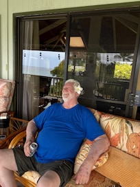 Cecil enjoying the lanai
