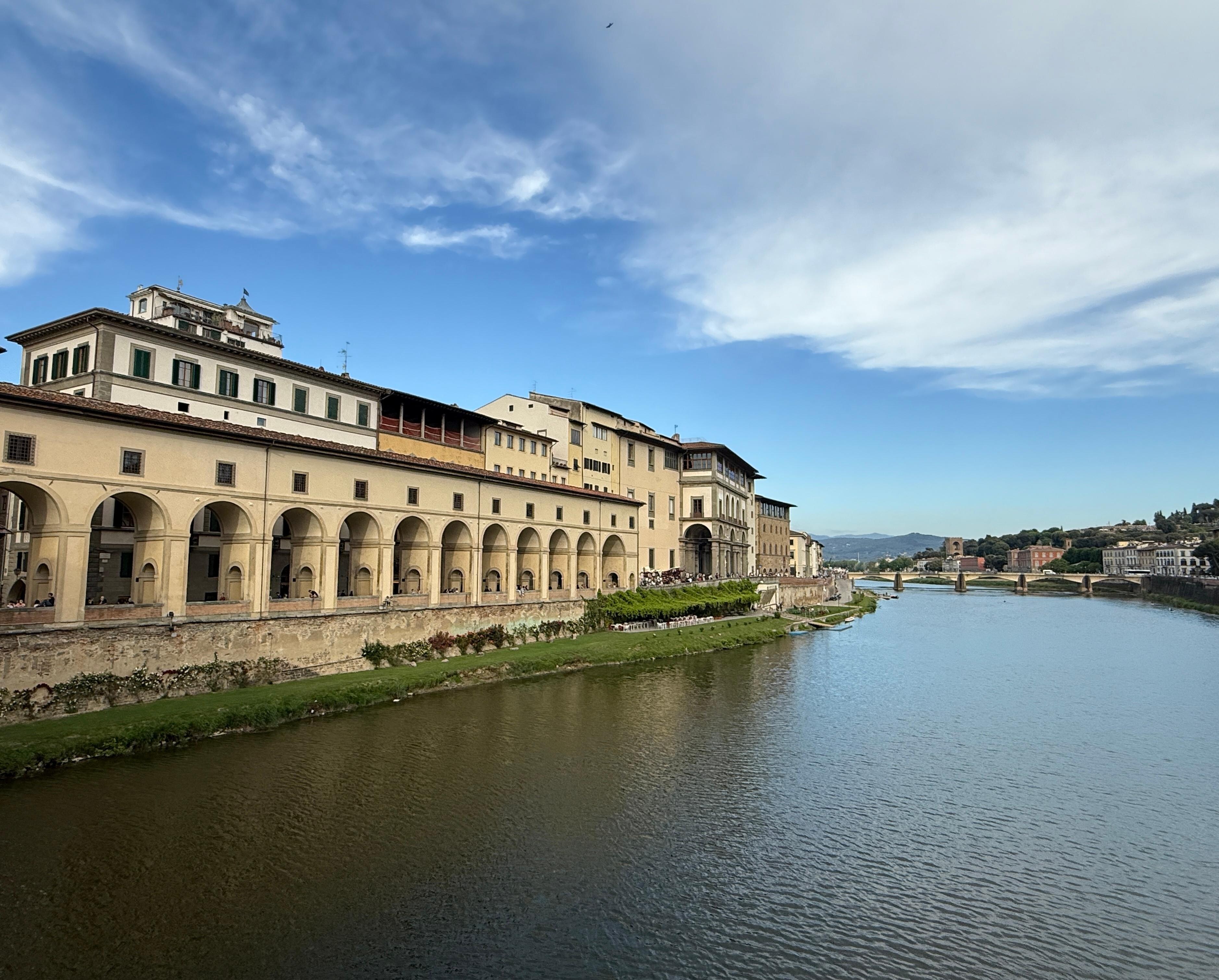 View of the Arno River from the Ponte Vecchio Bridge 
