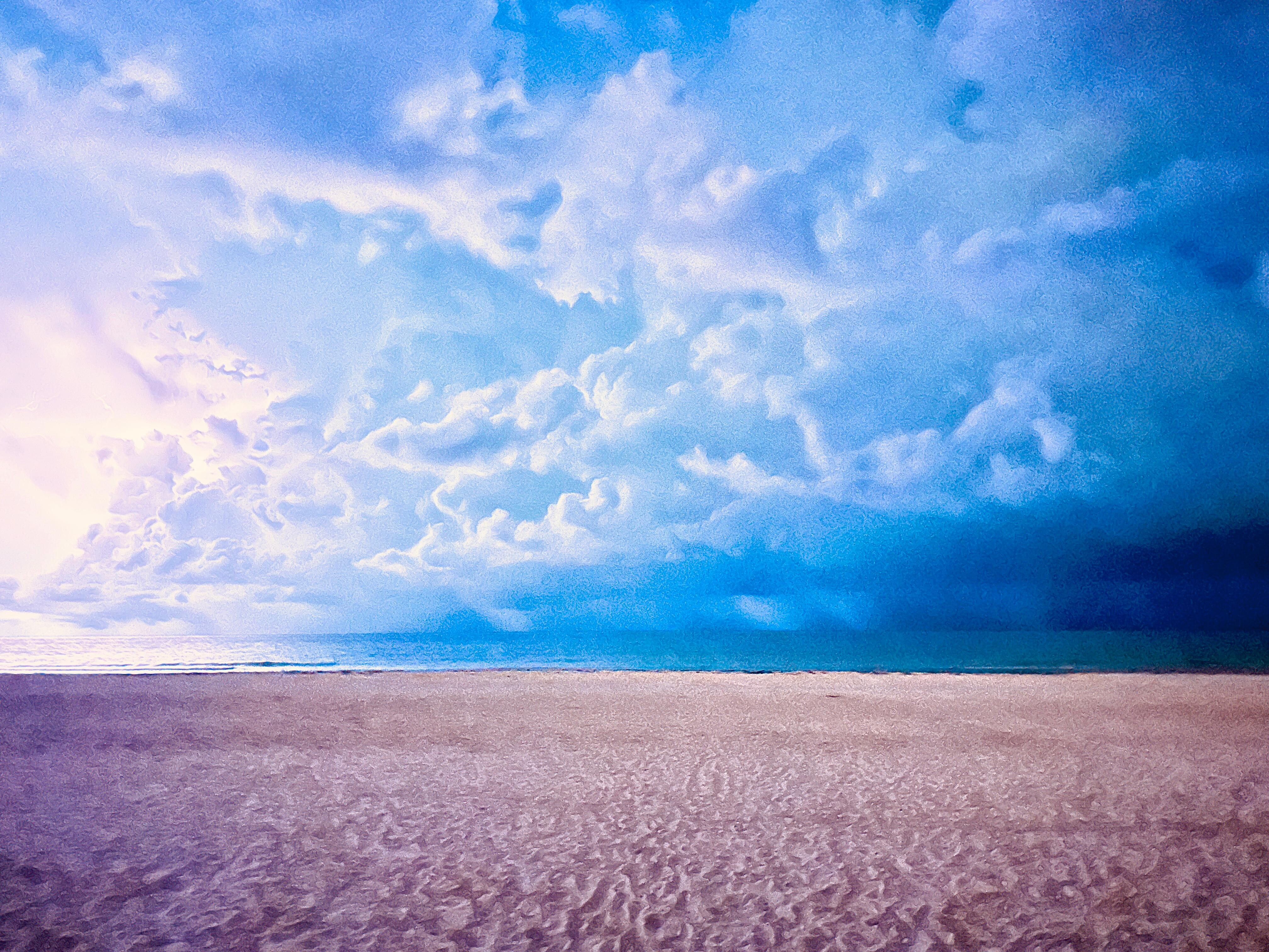 Late night lightning show on the beach 