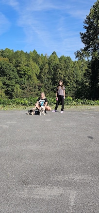 View from the parking lot at the bottom of the driveway.