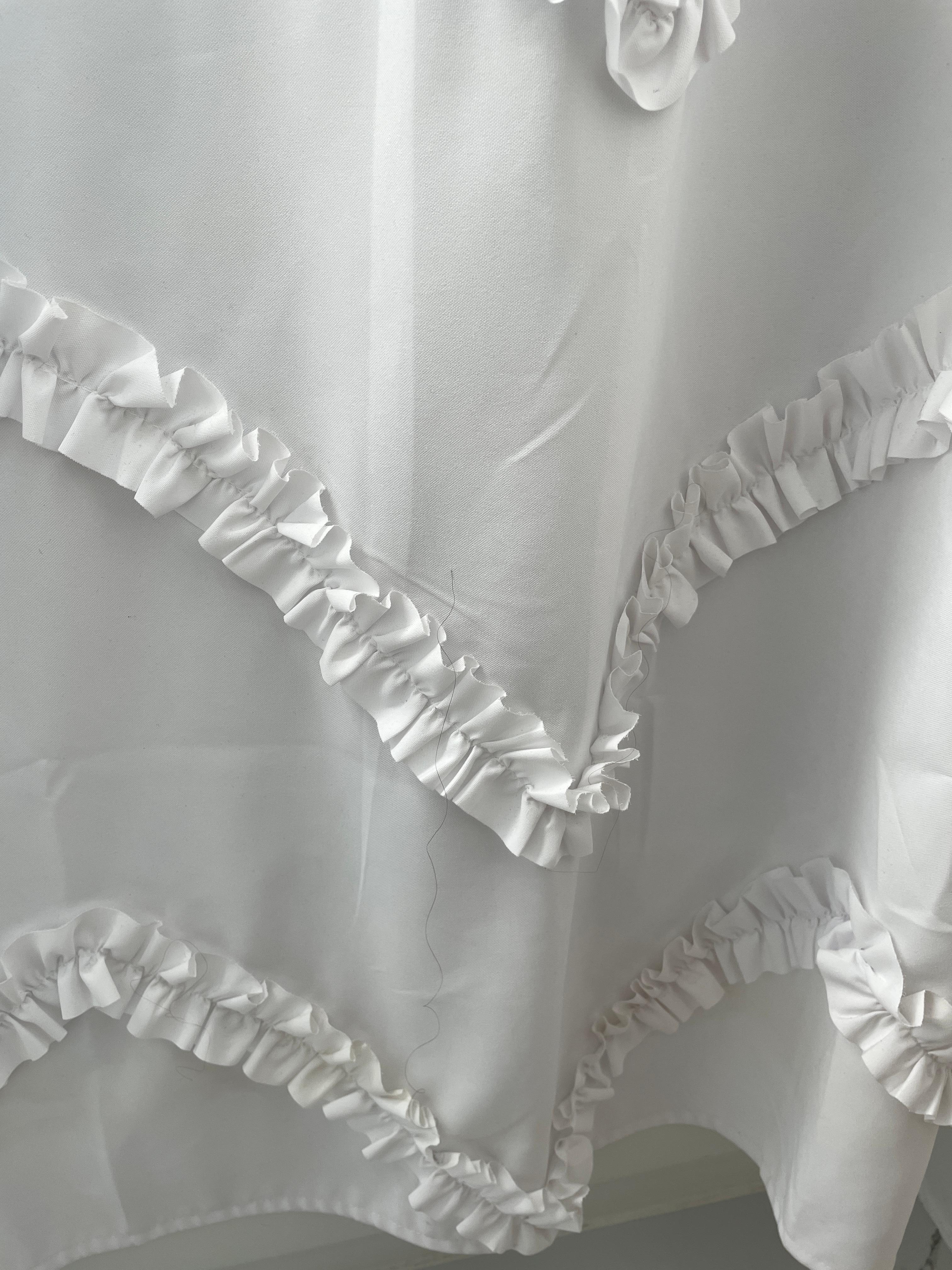 Hair in shower curtain. 