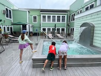 Pool deck/spa area is cozy!