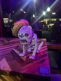 Real tacos was walking distance from hotel and decorated for Halloween