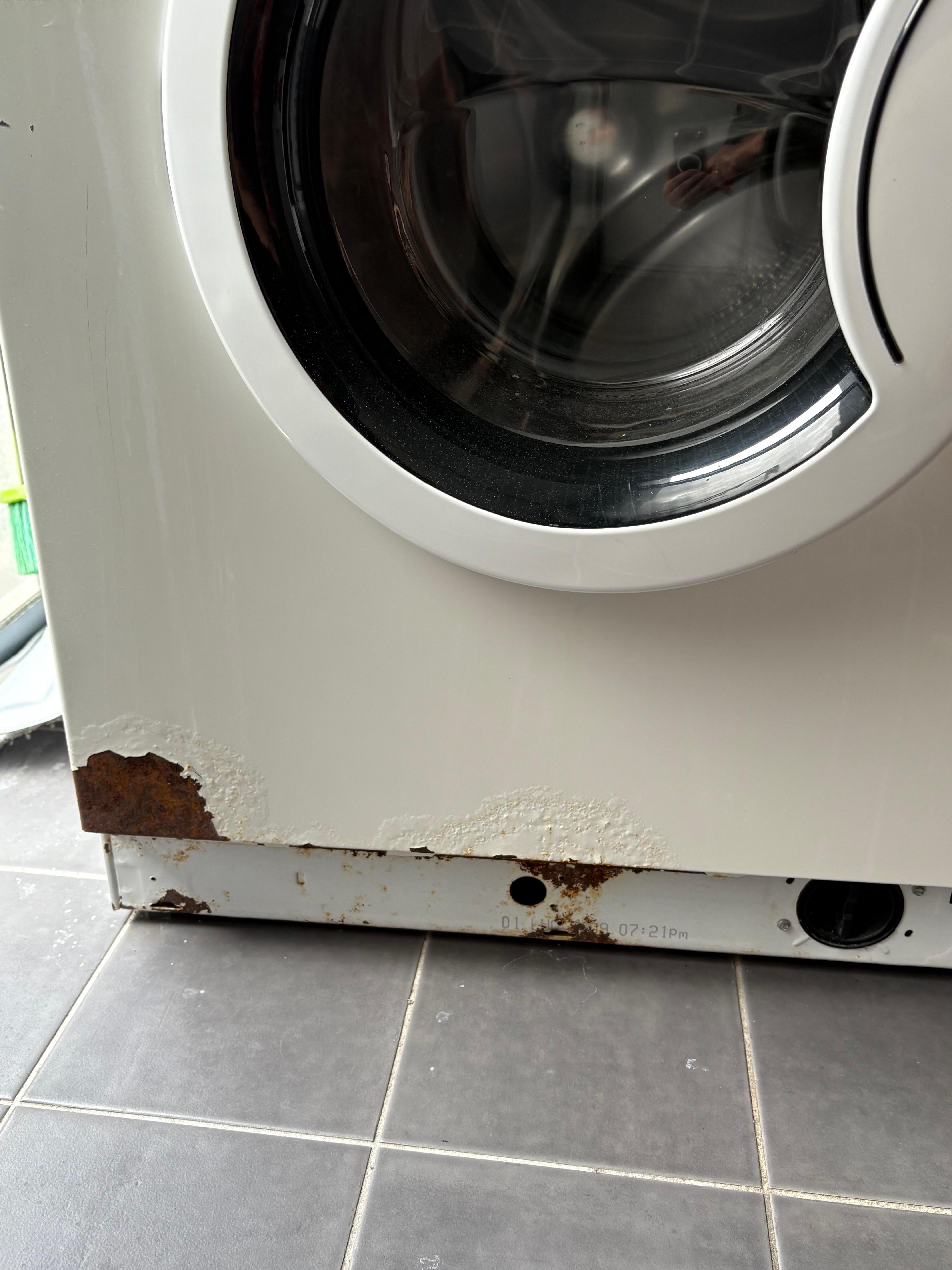 Rusted and dirty washing machine.