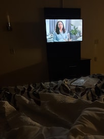Nice TV also was hoping that there would’ve been a microwave in the room to heat up the food we had from the restaurant