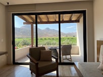 View from the room. The blinds are controlled by a portable remote.