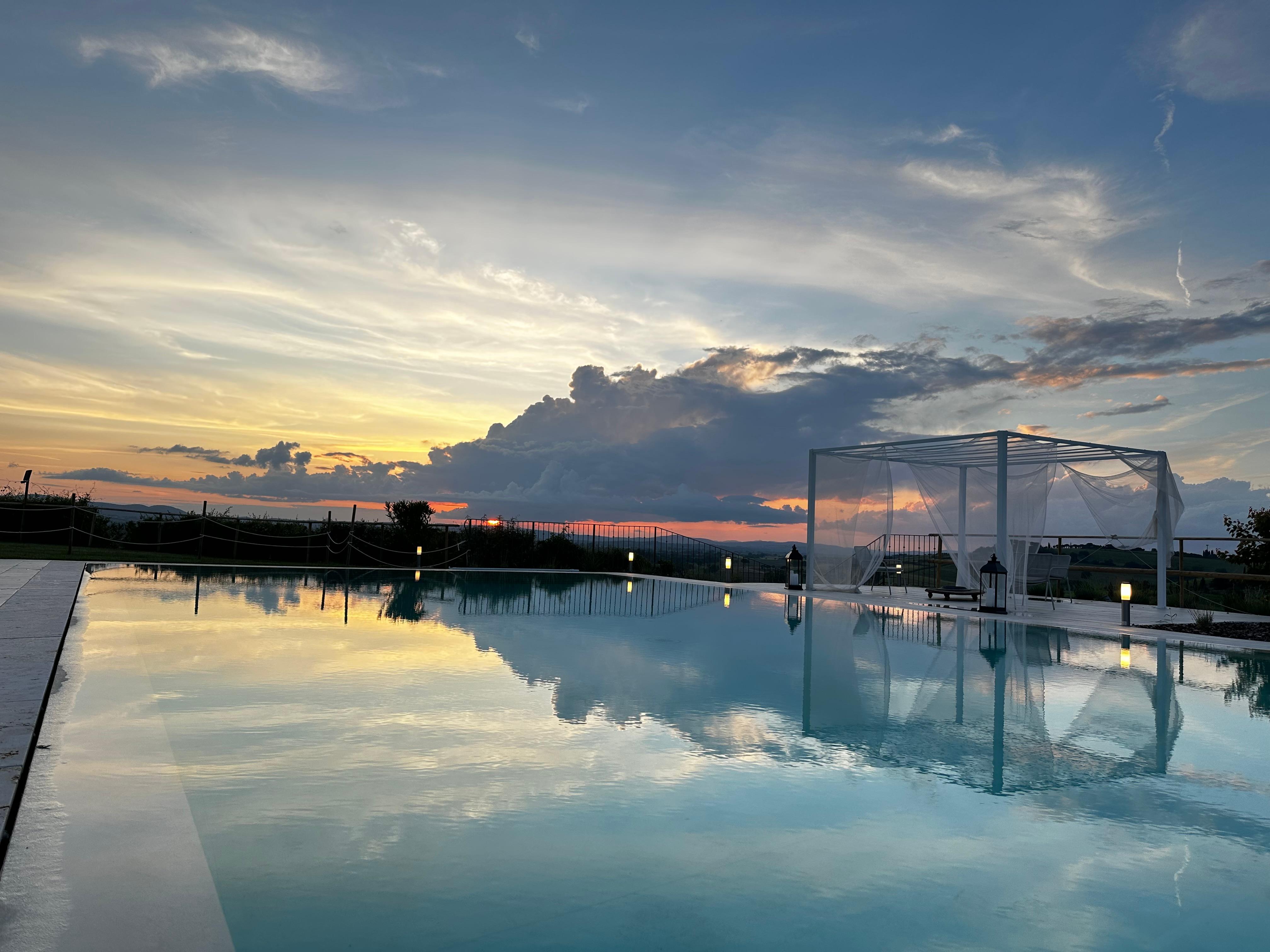 Sunset reflections at the pool