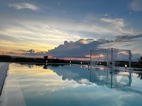Sunset reflections at the pool