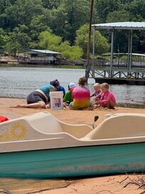 The beach and paddle boat