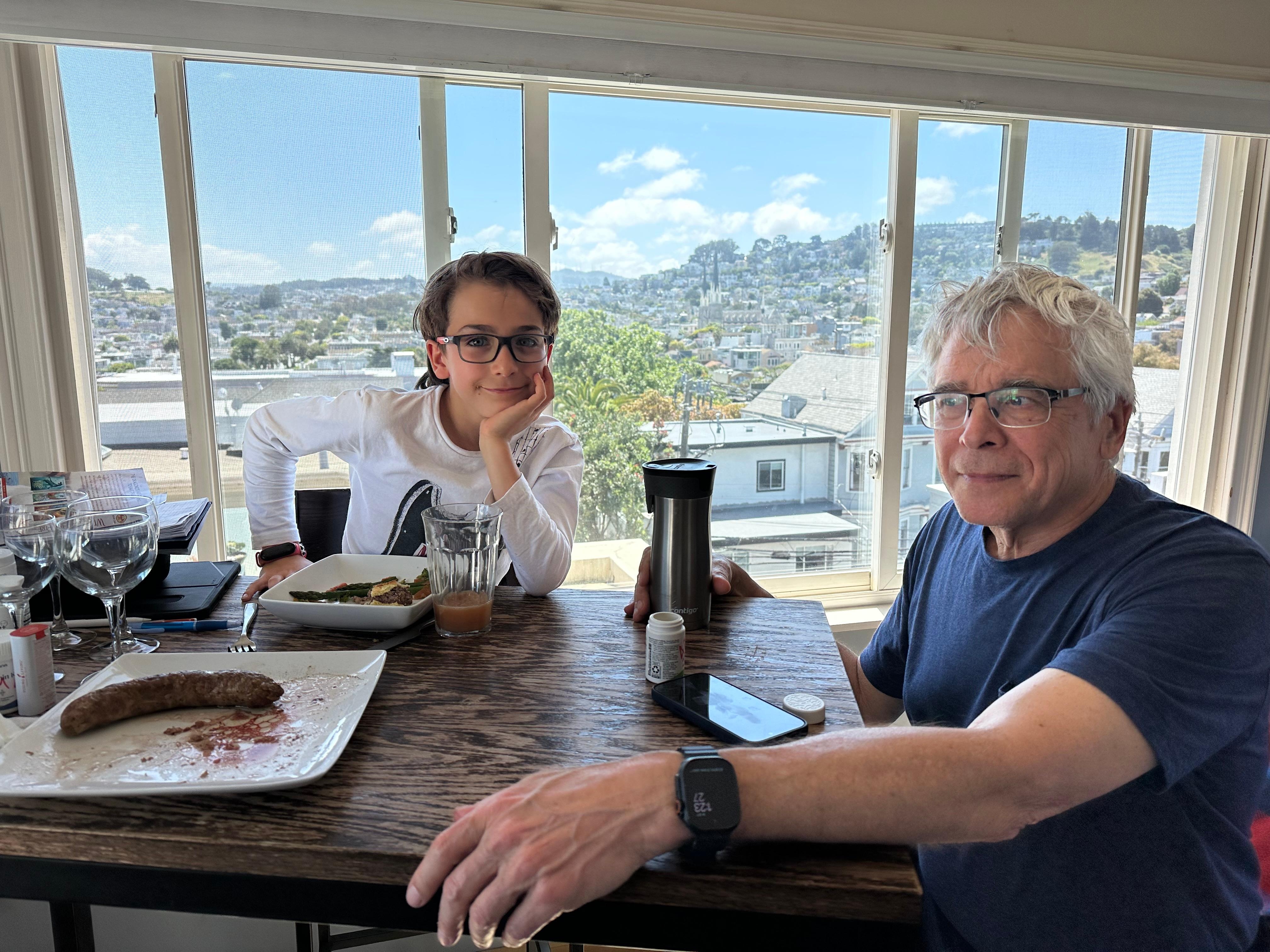 Our grandson joined us for lunch one day and we all cooked together.