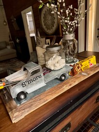 The cutest little S'more's bar set up for roasting with everything needed!