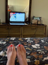 Used our laptop to watch an important football game.