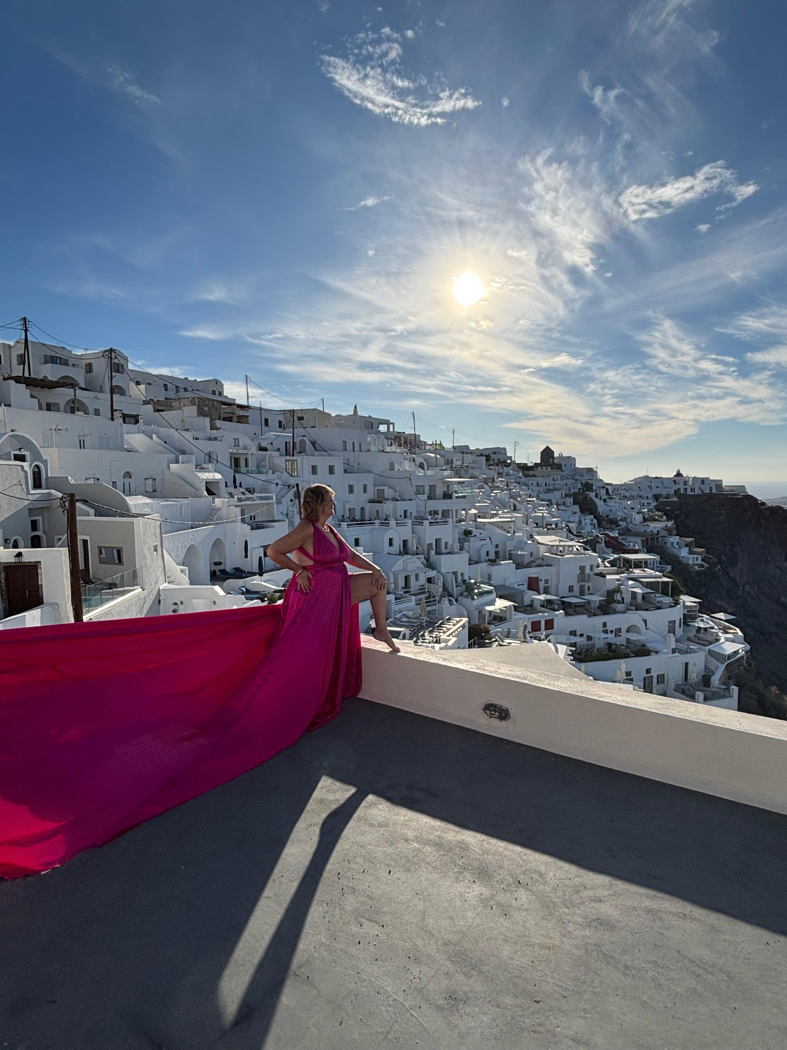 My flying dress shoot in Fira
