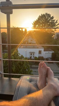 Blick vom Balkon am Abend