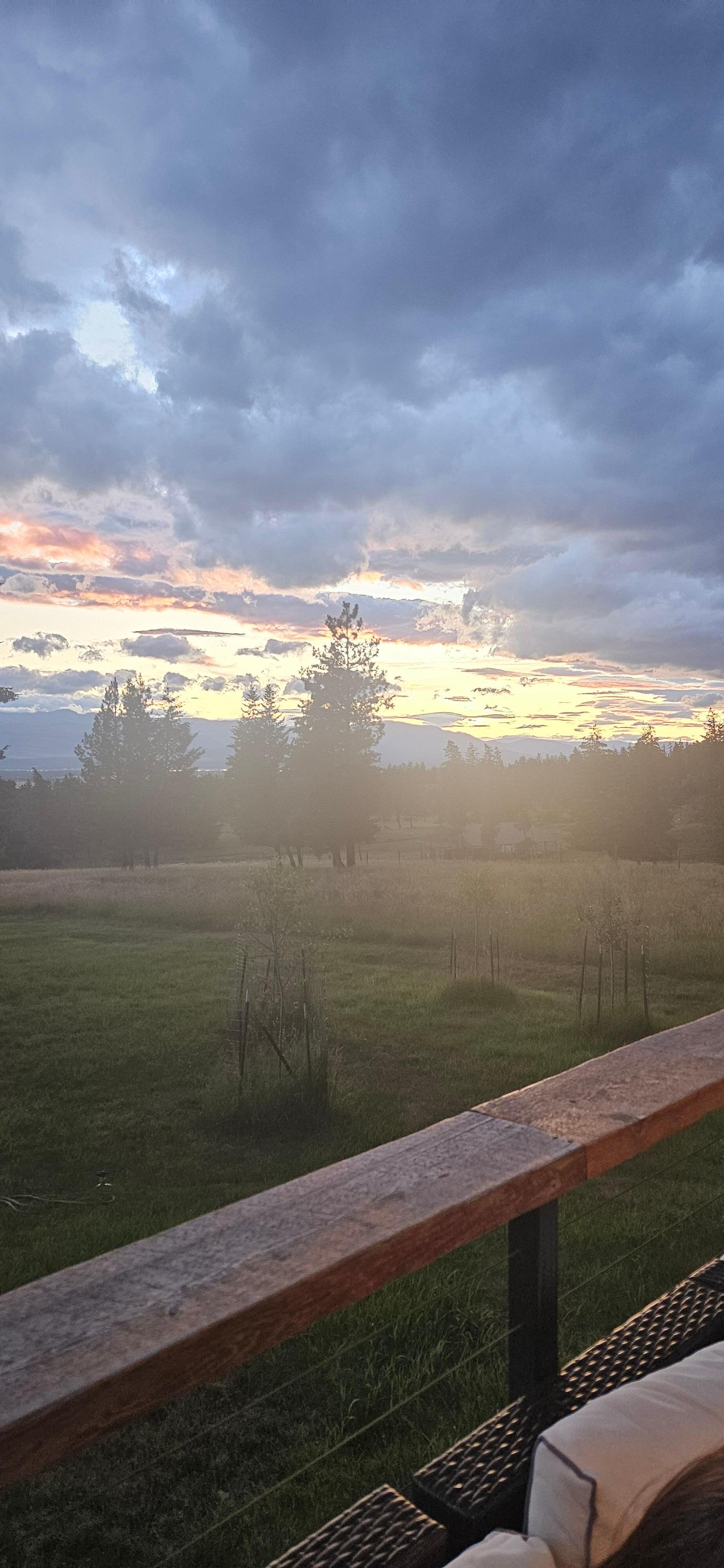Viewing the sunset from the back deck