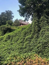 The view from the gravel road below.